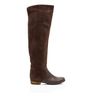 Gucci Suede Leather Bamboo Heel Knee High Boots